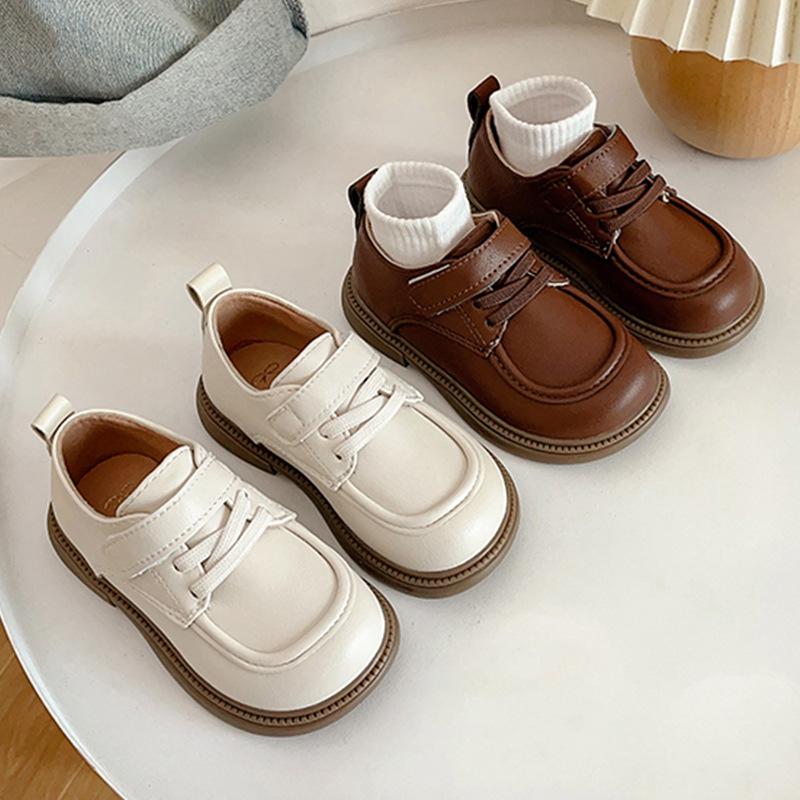 Kinder-Leder-Schuhe mit weicher Sohle - Mädchen Frühling/Herbst Britischer Stil Lässig & Bequem Rutschfeste Lauflernschuhe für Kleinkinder