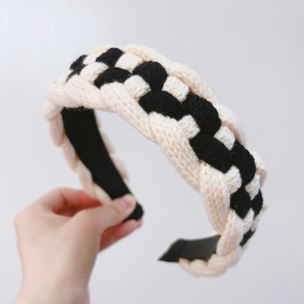 PROLY New Fashion Headband For Women Wide Side Warm Knitted Headwear Patchwork Turban Winter Casual Hair Accessories Hairband
