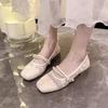 Summer shallow mouth flat bottom evening shoes gentle wind mesh breathable fairy French low heel with skirt French single shoes woman
