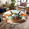 Mint and Chocolate Ice Cream Basket Print Round Rug, Living Room, Bedroom, Playroom Carpet, Non Slip Floor Mat, Gift