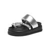 Augustine Platform Slippers Women's Wear 2025 New Summer Platform Silver with Skirt Rhinestone Cover Toe Sandals