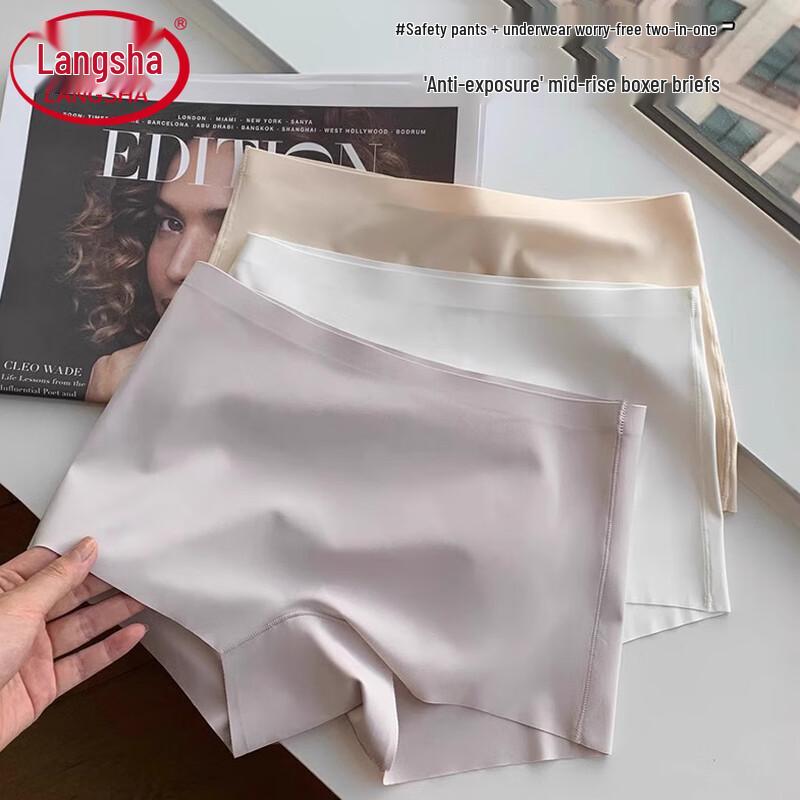 Langsha Women s Ice Silk Seamless Anti-Exposure Safety Boxer Shorts 2-Pack XL (115-135 jin)