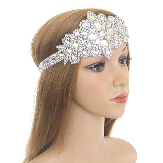 Attraktiver, edler, verschleißfester Gatsby-Kopfschmuck mit Strasssteinen und eingebetteten Quasten und Federn für die Tanzparty