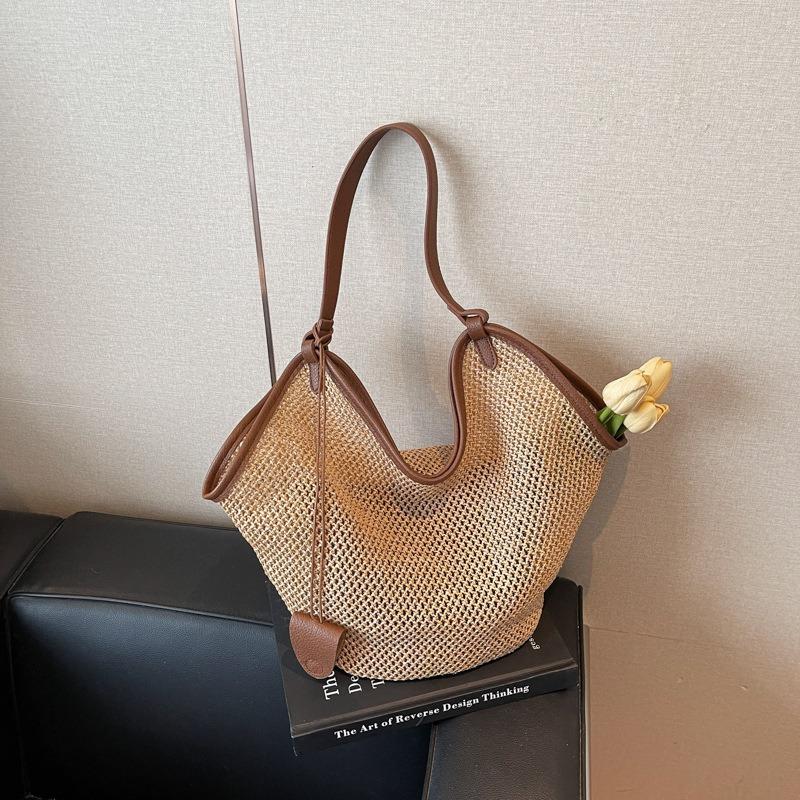 Straw Bag Summer Bag Lazy Wind Woven Large Capacity Shoulder Tote Bag Seaside Vacation Wind Beach Bag