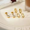 SHIXIN 2026 New Classic Stainless Steel Zircon Stud Earring Women Exquisite 18k Gold Plated Piercing Ear Wedding Banquet Jewelry