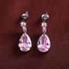 Elegant Light Luxury Pink Zircon Earrings for Women High-End Temperament Trendy Zircon Accessory