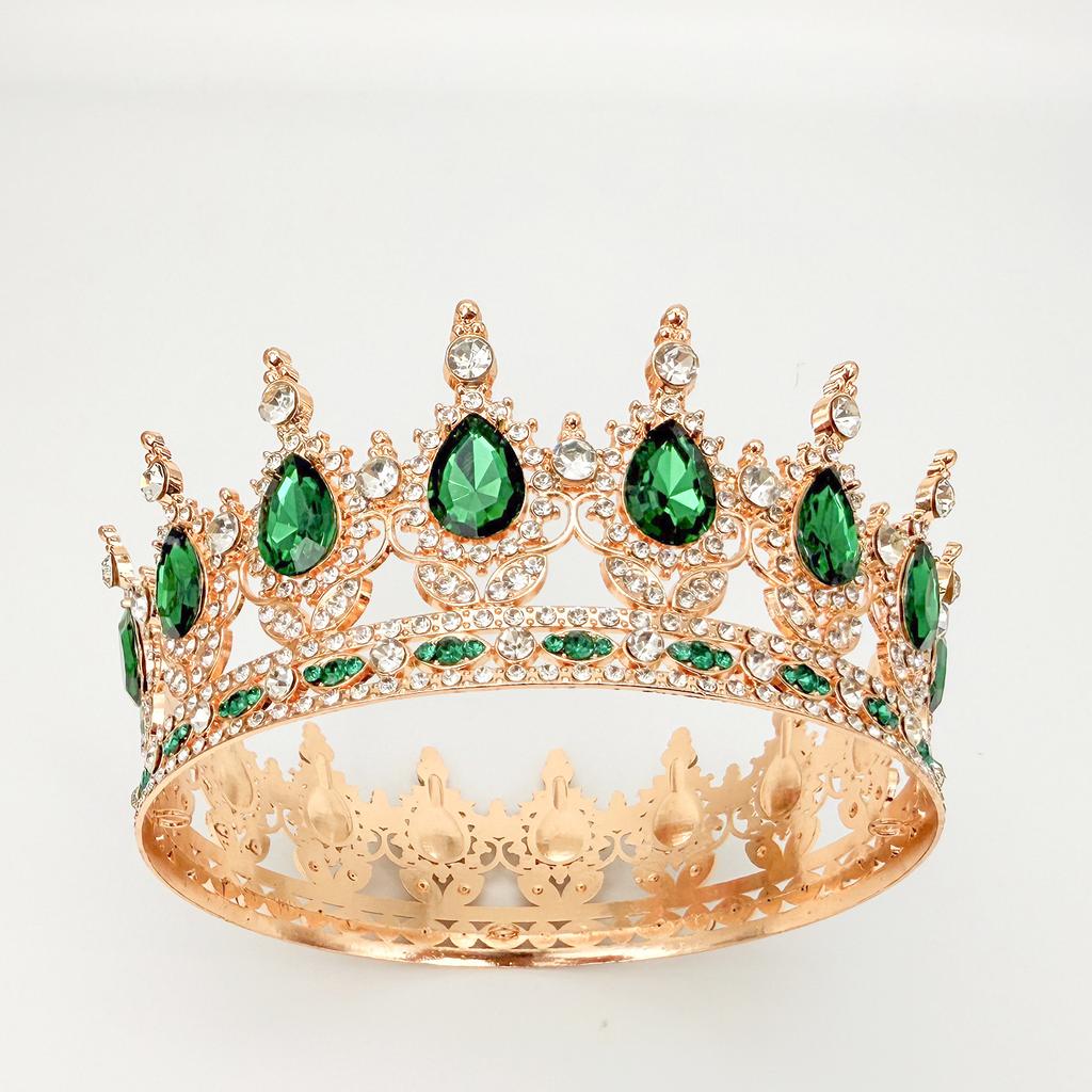 Full Circle Crown Tiara Colorful Baroque Retro Full Diamond Jewelry Wedding Accessories Crown Bridal Crown