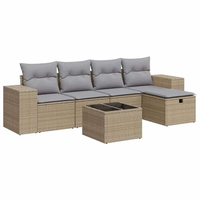 VidaXL Garden Lounge Set with Cushions 6 Pcs Beige Braided Resin 3325675