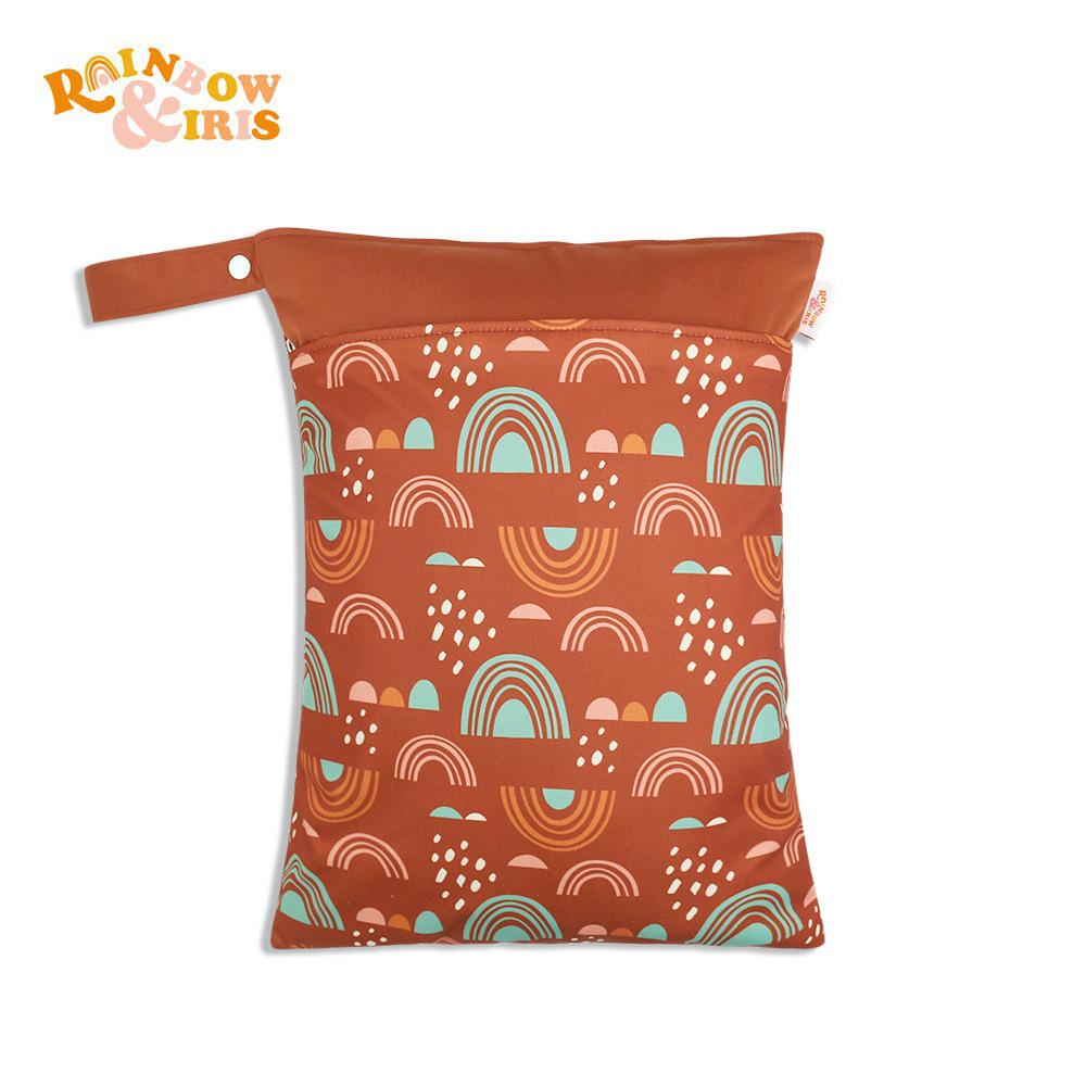 Waterproof Reusable Cloth Bag with Zipper Pocket and Handle - Fashionable Sun Burst Design, Suitable for Beaches, Swimming Pools, Gyms, Yoga