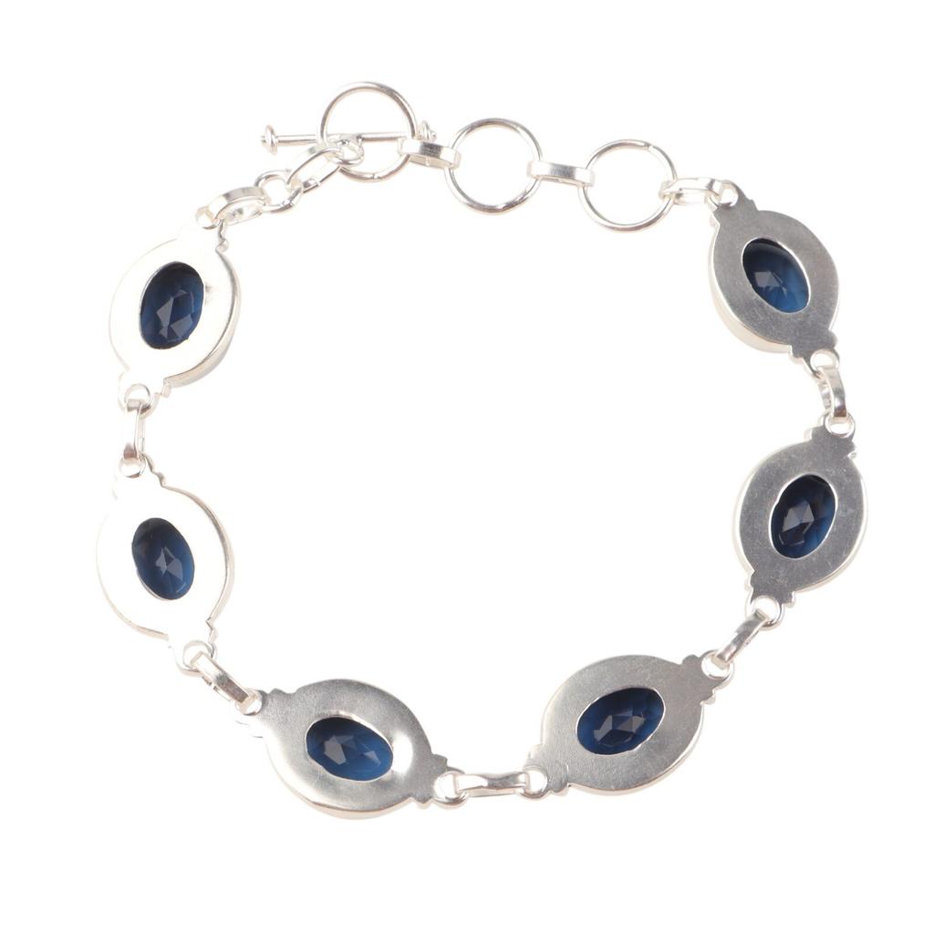 London Blue Topaz Gemstone 925 Sterling Silver Jewelry Handmade Bracelet 8.5" RB-3-11