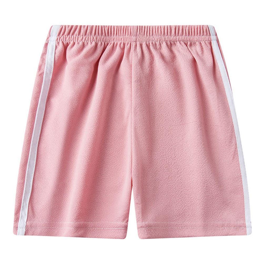 Freshfree Elastische taille shorts kinderen kinderen witte zijstreep broek meisjes jongens zomer losse broek 150