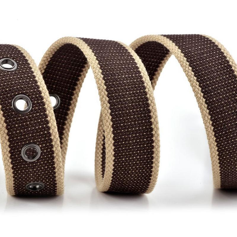 Unisex Design Casual Versatile Canvas Material Waist Belt Metal Needle Buckle Woven Pants Waist Belt Youth Student Jeans Belt