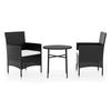 Vidaxl 3-teiliges Gartenmöbel-Set, Polyrattan, Schwarz