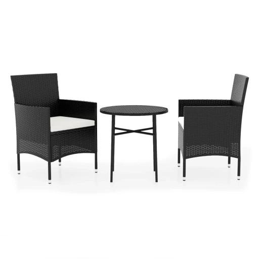 Vidaxl 3-teiliges Gartenmöbel-Set, Polyrattan, Schwarz