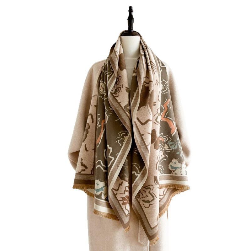 Scarf Women's Autumn and Winter Versatile Long Scarf Imitation Cashmere Large Size Shawl Women's Scarf