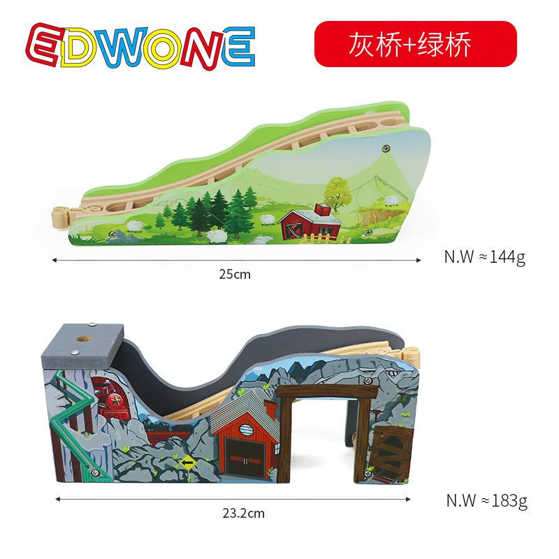 Turm Zugstreckenzubehör Spielszene Dekoration Bahnhof Brücke Tunnel Hochbaugleis Spielzeug für mit Zug Holz