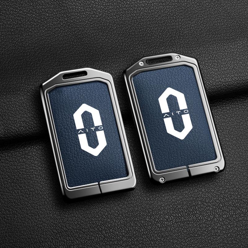 Huawei AITO M7/M5/M5ev Key Case: Genuine Leather Full-Coverage Key Shell & Buckle