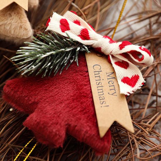 Christmas Wind Chime Ornament Plush Furry Tree Bell Pendant Decorative Doorbell Ornament for Tree Car Home Holiday Decor