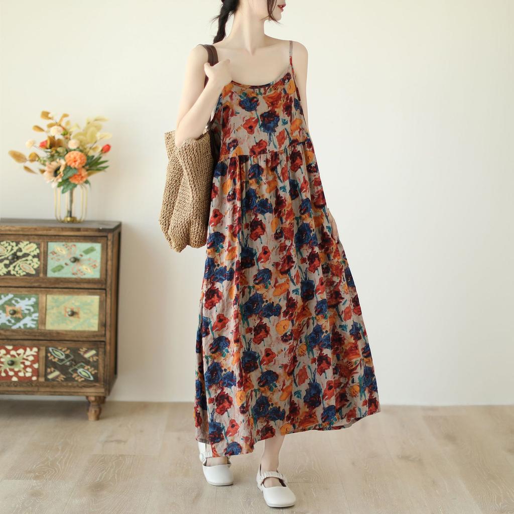 Rochie de vară, dulce, literară, în formă de A, pentru doamnă, curți mari, tip bust, rochie fără mâneci, cu șalter, femeie