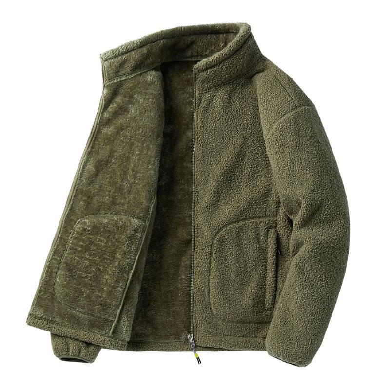 Men's Autumn/Winter Teddy Fleece Jacket - Stand Collar, Loose Fit, Thick, Warm Hoodie