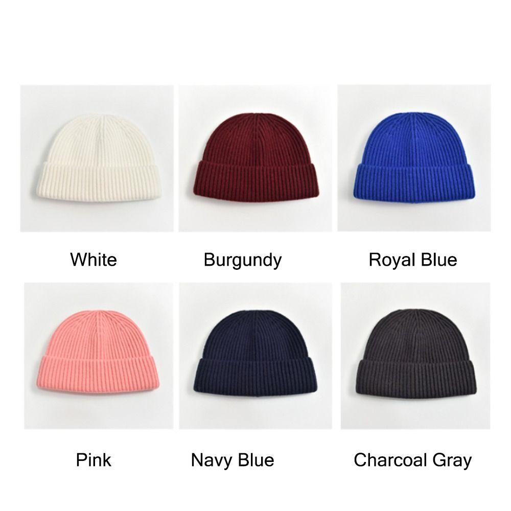 Einfache Strickmütze Slouchy Skull Skimütze Klassische Umschlagmütze für Männer Frauen