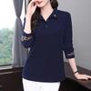 Women's Spring and Autumn Plus Long Sleeved Slimming T-shirt with Exquisite Design and Simple Base Polo Shirt