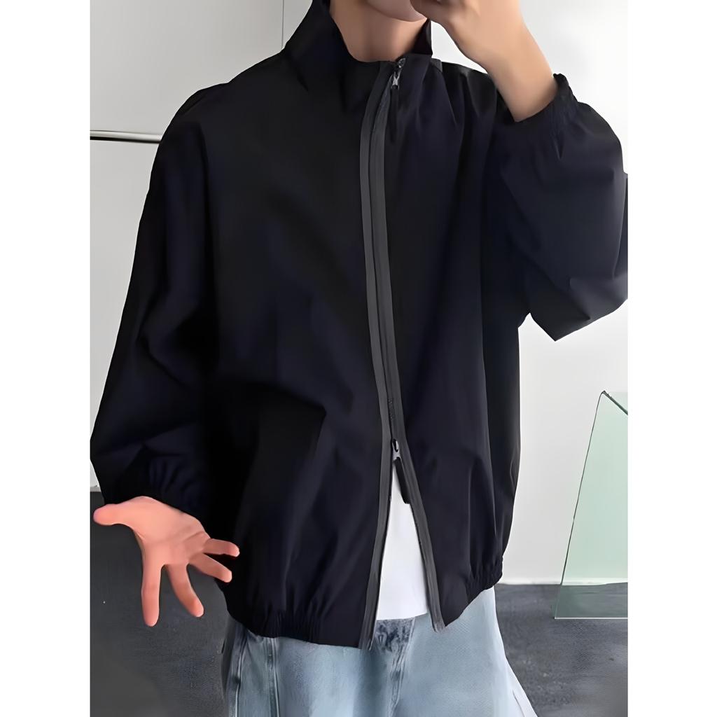 Jacket Men's Spring and Autumn Anti-splashing American Retro Stand-up Collar Couple Versatile Simple Thin Jacket Jacket Top