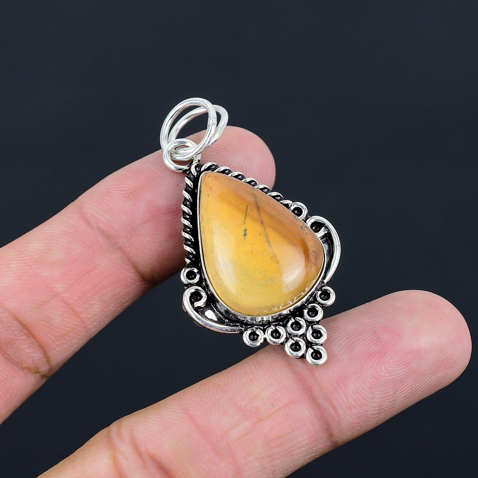 925 Sterling Silver Pear Mookaite Stone Birthday Engagement Anniversary Pendant