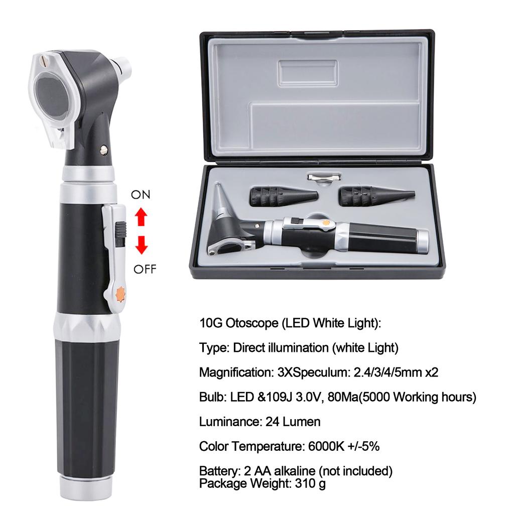 Ear Infection Detector, Medical Otoscope - Ear Scope with Light, Pocket Size (Black Color) Health Ear Care Tool
