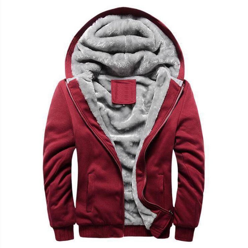 Casual Jacket Mens Coat Hoodie Fleece Thick Hooded Zipper Winter Outwear Warm