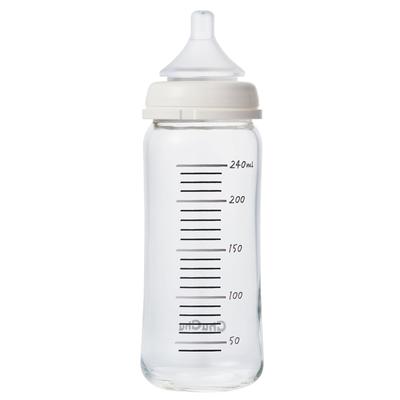 ChuChu Weithals Glas Babyflasche 240ml mit Sauger Hergestellt in Japan für und Alle Altersgruppen Multi-Fit Hitzebeständig Neugeborene, Entwöhnung,