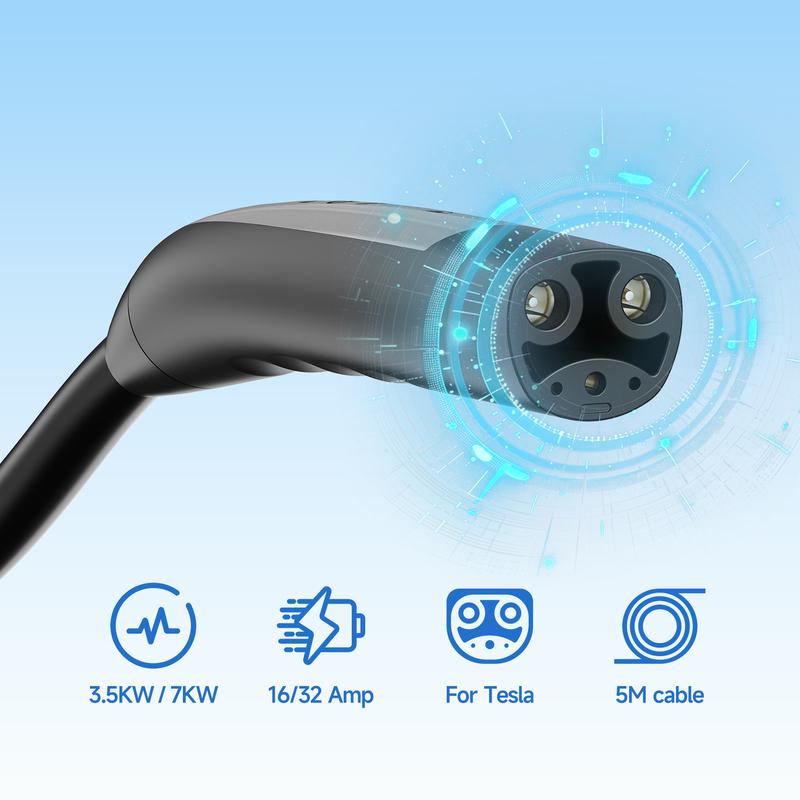 3.5KW Portable EV Charger for Tesla Model 3/X/Y/S 7KW Electric Car Charger NACS Fast Charging Cable WiFi APP Bluetooth Control