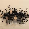 Black Crystal Bridal Hair Comb Handmade Leaf Wedding Hair Accessories Ornaments Trendy Bride Headpiece Tiara for Women and Girls