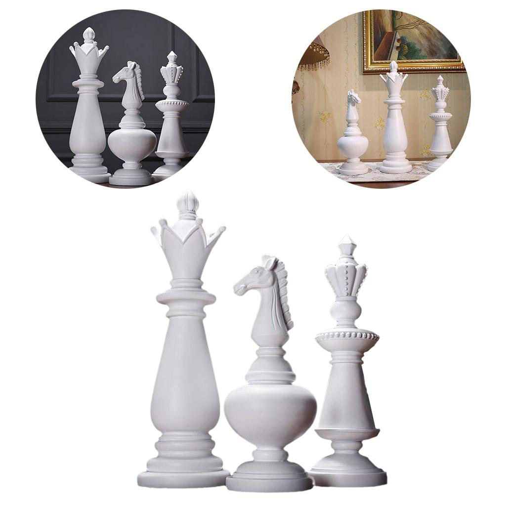 3 Packs of Chess Statue, Chess, Sculpture, Home Ornaments, Gifts , White