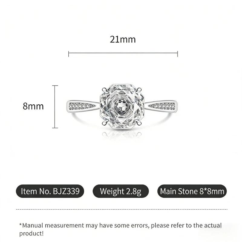Rose Cut High Carbon Diamond Jewelry 925 Sterling Silver Ladies Ring Simple Sweet Elegant Wedding RingGood product