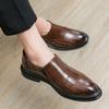 Men's Loafers Brown Black Dress Wingtip Wedding Shoes Stylish Formal Leather Prom Blazers Dance Shoes Plus Size