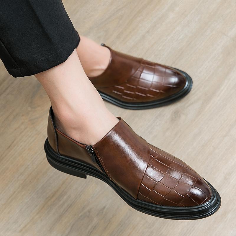 Men's Loafers Brown Black Dress Wingtip Wedding Shoes Stylish Formal Leather Prom Blazers Dance Shoes Plus Size