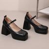 Fashion Elegant Women's High Heels Mary Janes Shoes Pumps Platform Large Size 45 Black Gray Red Heeled Dance Party Wedding Shoes Female