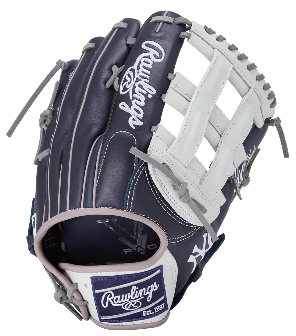 Rawlings Baseball HYPER TECH MLB TEAM Yankees Size Wear on Left Glove, Softball, Adult, GR5HTMY719, [Outfielder s Glove], 12.75 (Right-Handed Thrower,