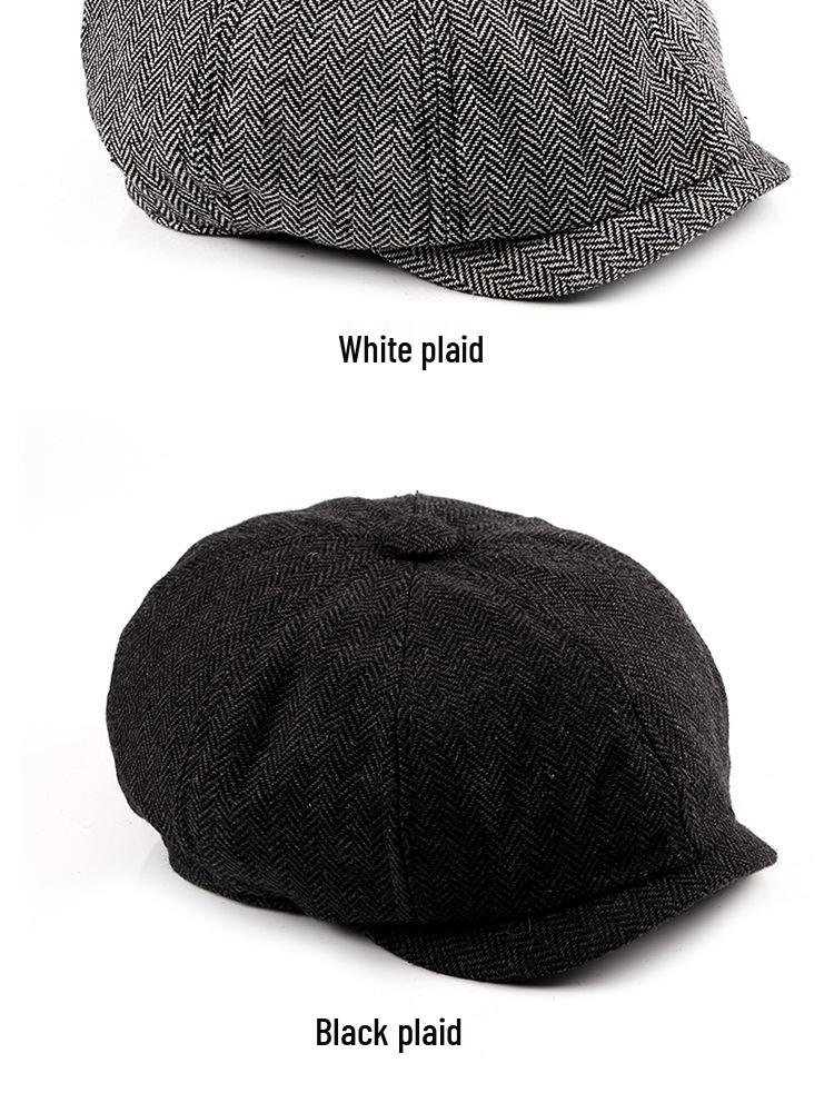 Men's & Women's Retro Plaid Octagonal Cap - British Style Duckbill Beret for Spring & Autumn