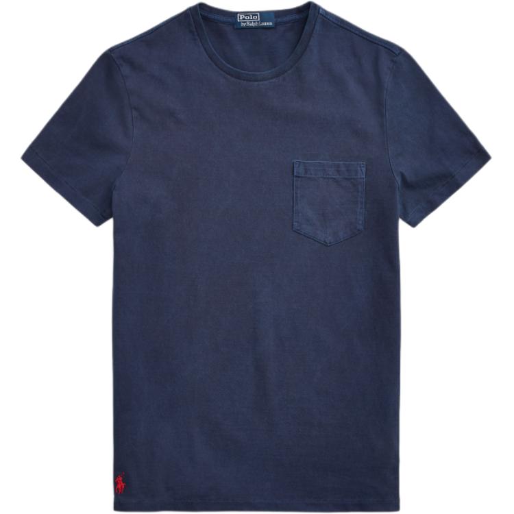Polo Ralph Lauren Solid Pocket Crew Neck Short Sleeve T Shirt Men Tops Navy-Blue 710850861-008 S