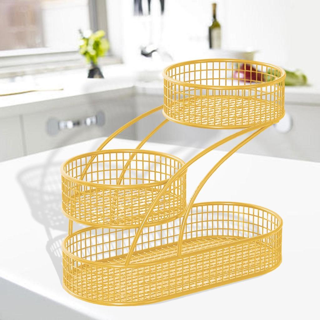 3 Layers Fruit Basket Storage Rack Compact Container Tiered Display Stand Bowl for