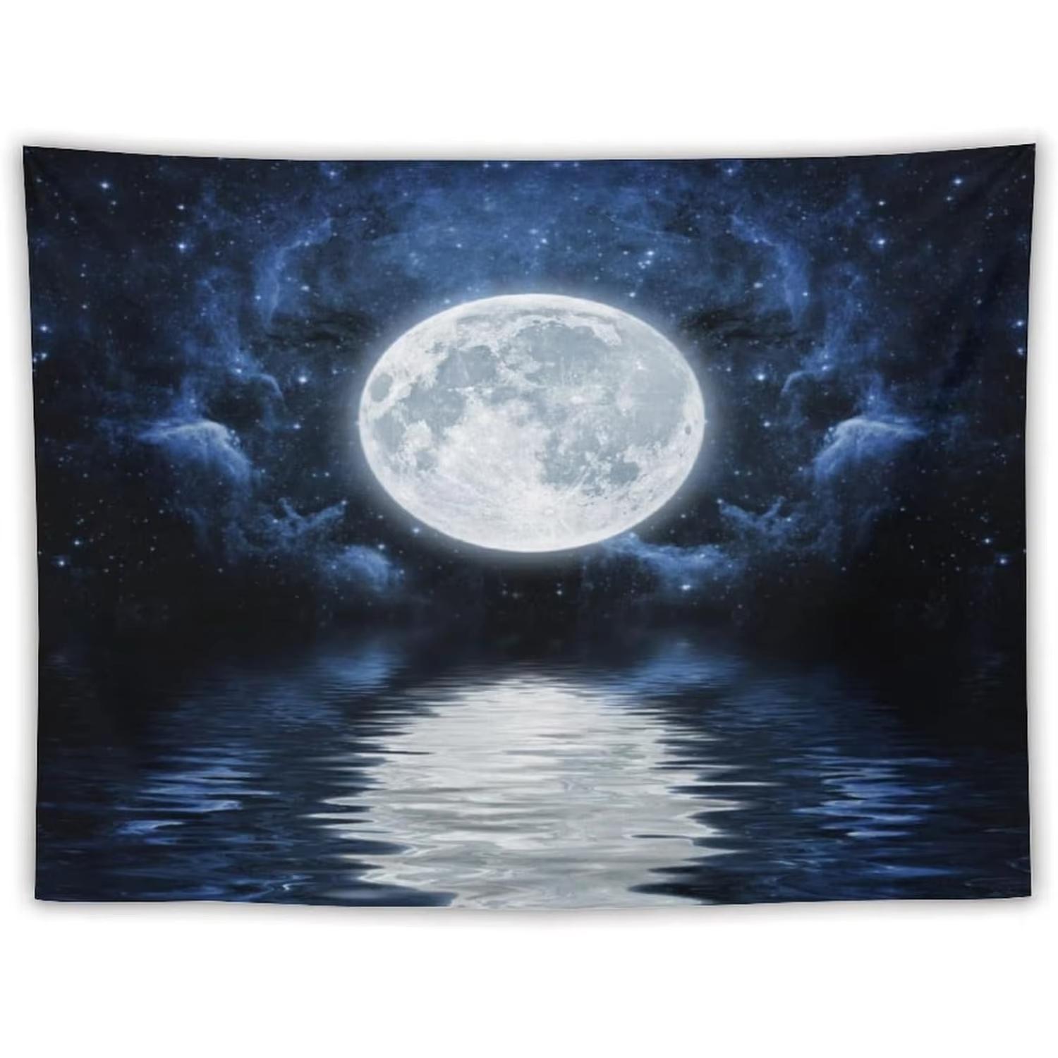 

Машинная стирка Гобелен Полиэстер Дизайн Луна Звезда для Простого Ухода Спальня Общежитие Декор Стены 74x94cm(29x37in)