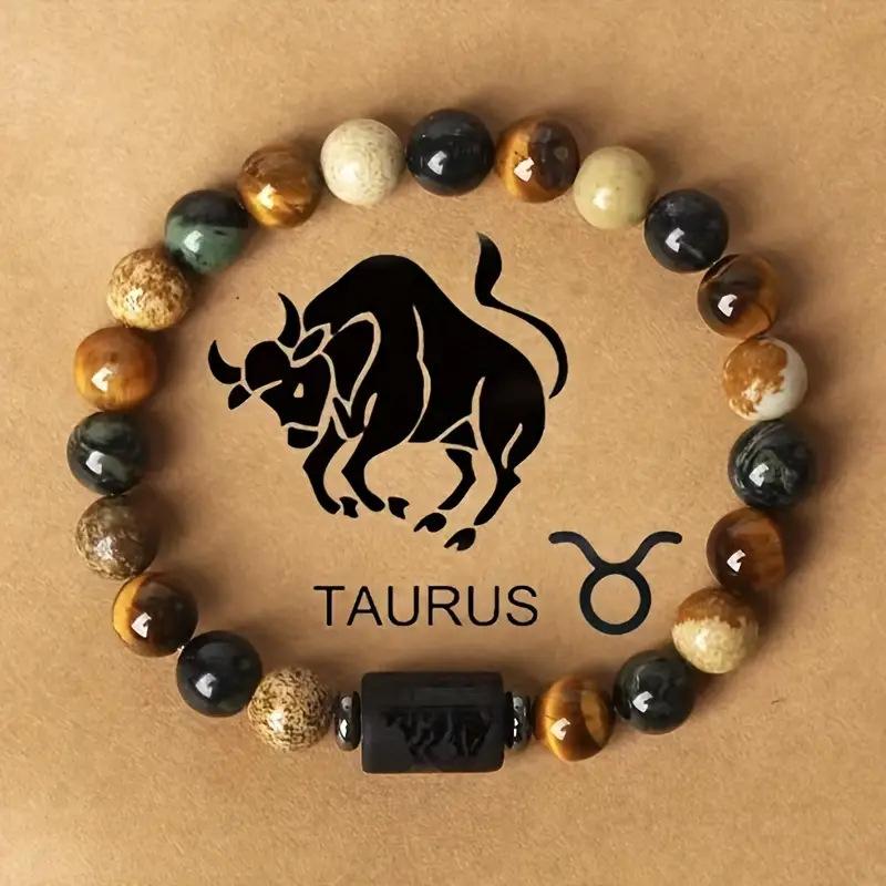 Natural Stone Bracelet: Zodiac Sign Mix-and-Match Natural Stone Bead Bracelet – Fashionable Bracelet for Men and Women