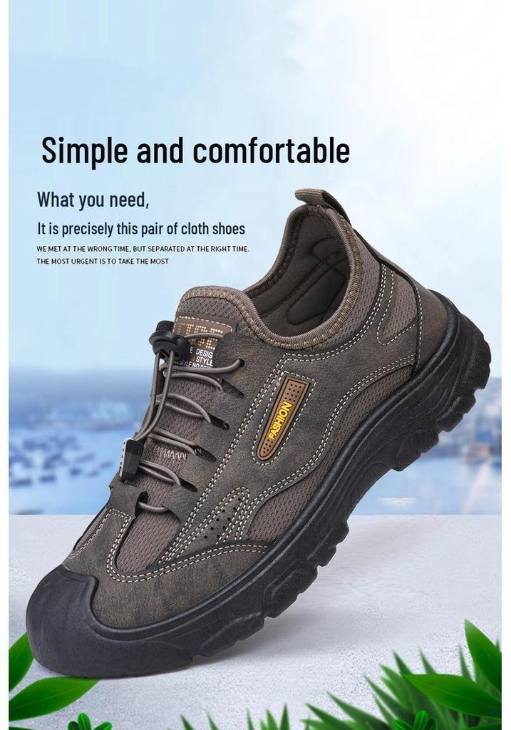 Men's Spring/Autumn Non-Slip Breathable Hiking Shoes - Versatile, Fashionable, Soft Sole, Wear-Resistant Casual Dad Shoes