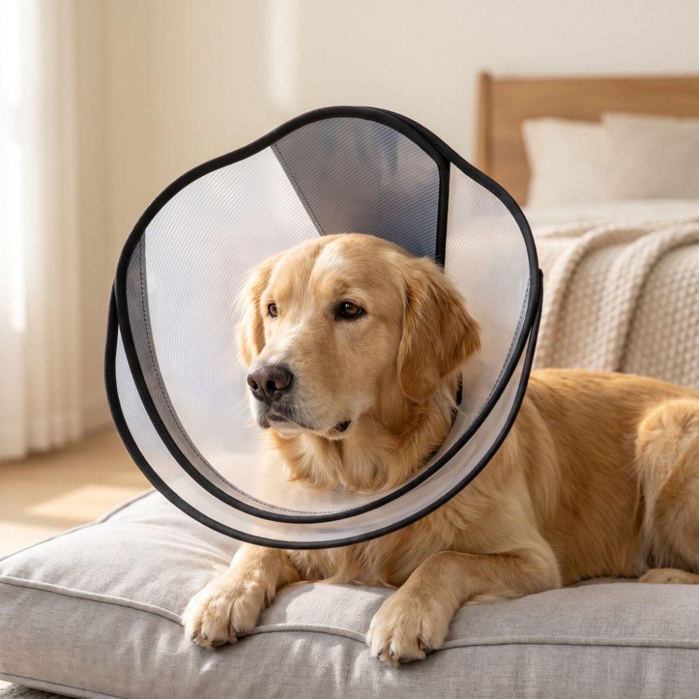Breathable Dogs Comfy Cones Adjustable Neck Protection Cover  Sterilization