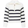 ONLY Women's Relaxed Fit Striped Lapel Knit Sweater