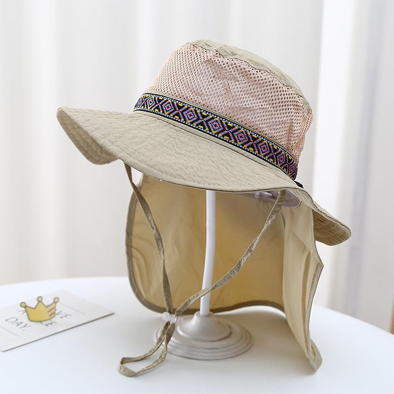 Folding Storage Children's Sunscreen Hat Summer Boys' Mesh Sunshade Big Eave Hat Shawl Hat Neck Protection