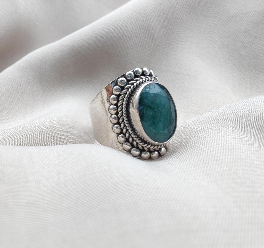Emerald Ring 925 Sterling Silver Handmade Jewelry May Birthstone Gift