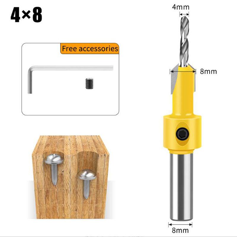 

Деревообработка Зенковка Дрель Перфоратор Сверло с головкой из сплава Сверло для крепления шурупов по дереву Сверло-бит 8*4 жёлтый
